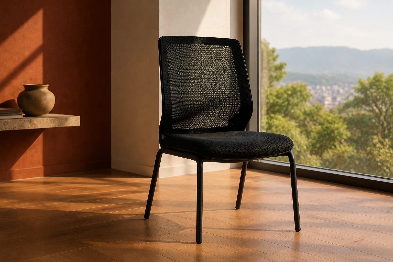 Silla Moire JEP en una sala creativa con luz natural